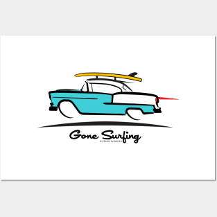 1955 Chevy Hardtop Coupe Gone Surfing Posters and Art